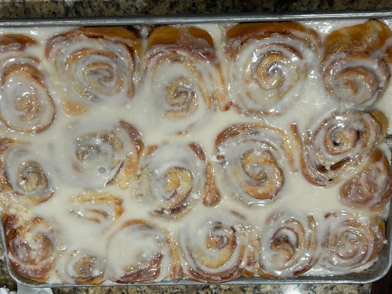 Homemade cinnamon rolls prepared by Coleman BBQ